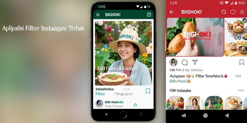 Antarmuka BIGHOKI menampilkan berbagai filter Instagram yang siap digunakan.