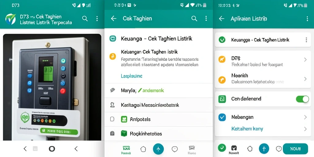 Tampilan antarmuka D73 untuk cek tagihan listrik yang mudah digunakan.