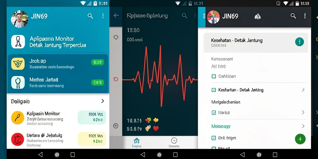 Antarmuka JIN69 yang menampilkan pengukuran detak jantung secara langsung.