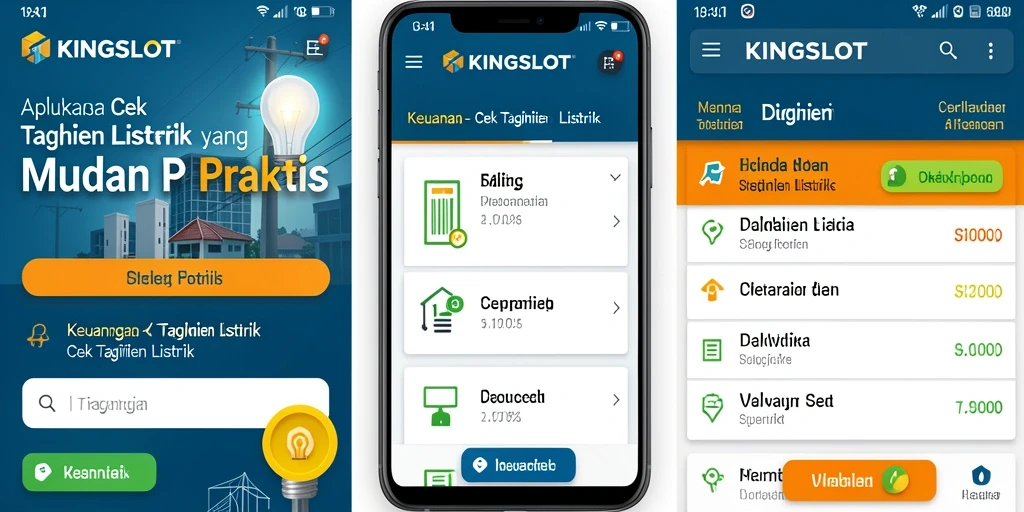 Antarmuka aplikasi KINGSLOT yang sederhana dan jelas untuk cek tagihan listrik.