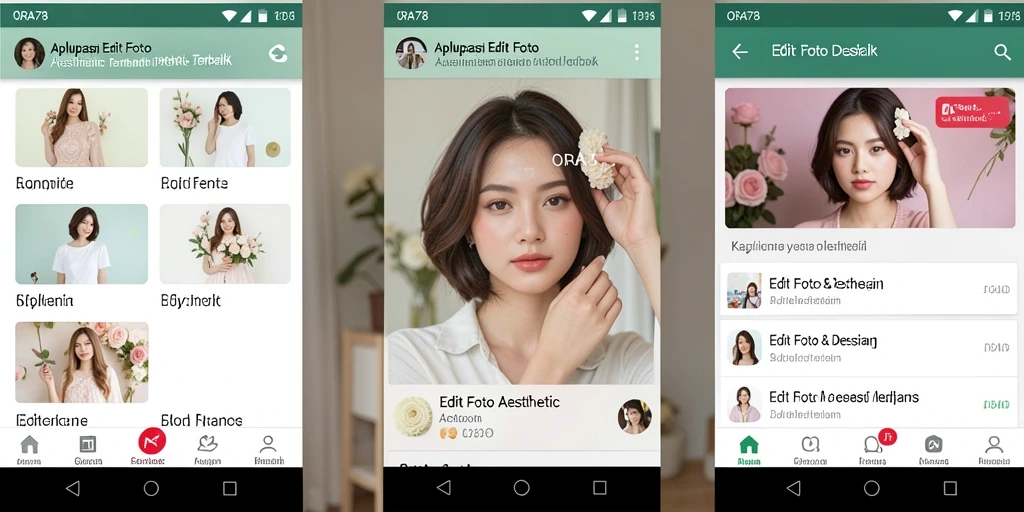 Antarmuka pengguna yang memukau dari ORA78 untuk Edit Foto Aesthetic.