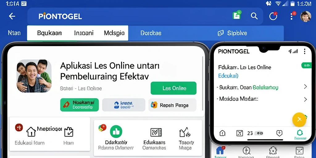 Antarmuka aplikasi PIONTOGEL yang ramah pengguna untuk Les Online.