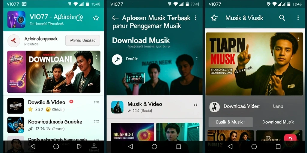 Tampilan antarmuka VIO77 untuk unduh musik dengan mudah dan cepat.