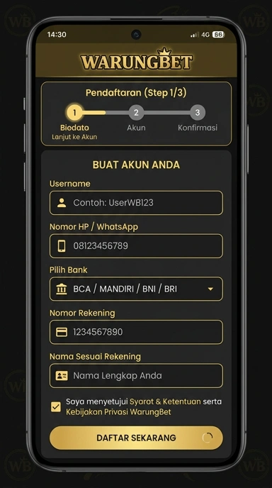 Cara Registrasi Akun Baru di Warungbet untuk Android